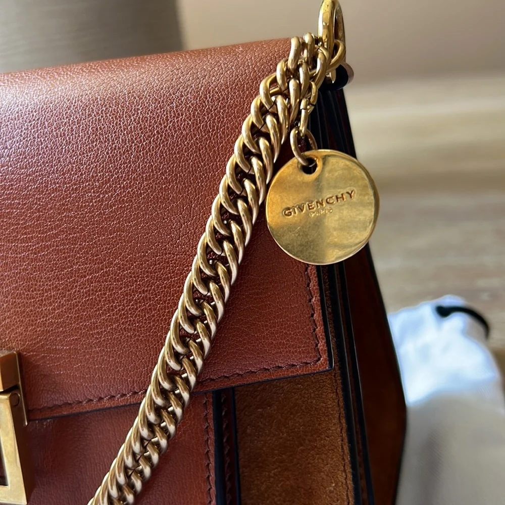 Givenchy Small GV3 Leather & Suede Crossbody Bag Chestnut - Picture 5 of 15